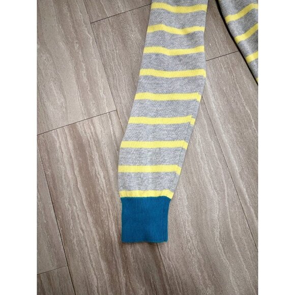 Ben Sherman Men's XL Striped Sweater Gray Yellow Blue-Green Cuffs - Picture 6 of 6